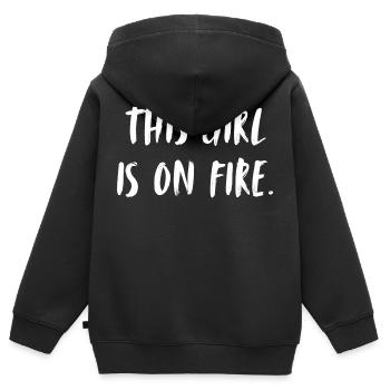 This girl is on fire. Dieses Mädchen ist Feuer und - Kinder Premium Organic Zip Hoodie - Schwarz - Hinten - AI Model Kid Male (0cm)