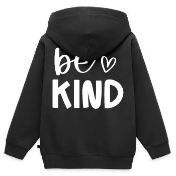 Sei freundlich Positives Nachrichtendesign - Kinder Premium Organic Zip Hoodie - Schwarz - Hinten - AI Model Kid Male (0cm)