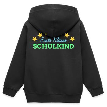 1. Klasse Schulkind Einschulung Schulbeginn - Kinder Premium Organic Zip Hoodie - Schwarz - Hinten - AI Model Kid Male (0cm)