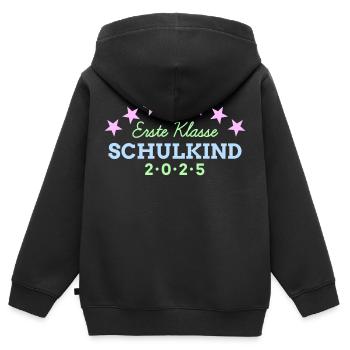 1. Klasse Schulkind 2025 Einschulung Schulbeginn - Kinder Premium Organic Zip Hoodie - Schwarz - Hinten - AI Model Kid Male (0cm)