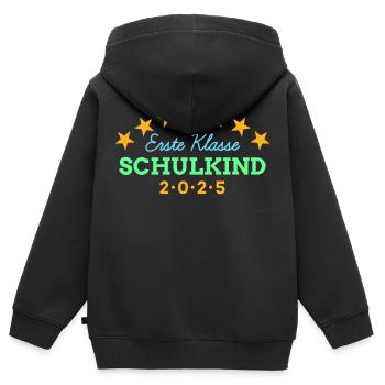 1. Klasse Schulkind 2025 Einschulung Schulbeginn - Kinder Premium Organic Zip Hoodie - Schwarz - Hinten - AI Model Kid Male (0cm)