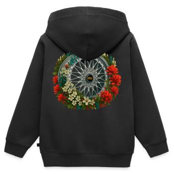 BBS Felge Blume - Kinder Premium Organic Zip Hoodie - Schwarz - Hinten - AI Model Kid Male (0cm)