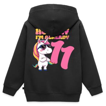 11 Jahre Mädchen Geburtstag Einhorn Motto Unicorn - Kinder Premium Organic Zip Hoodie - Schwarz - Hinten - AI Model Kid Male (0cm)