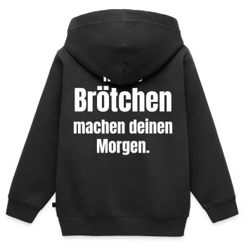 Meine Brötchen machen deinen Morgen. - Kinder Premium Organic Zip Hoodie - Schwarz - Hinten - AI Model Kid Male (0cm)