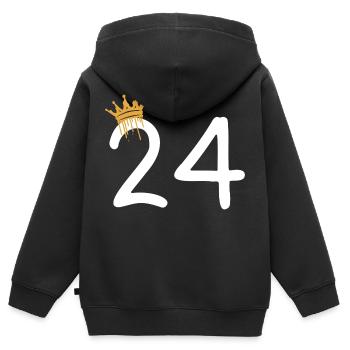 24 - Kinder Premium Organic Zip Hoodie - Schwarz - Hinten - AI Model Kid Male (0cm)