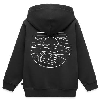 Vacances à la plage Valise - Sweat Premium à capuche zippé enfant bio - noir - Dos - AI Model Kid Male (0cm)
