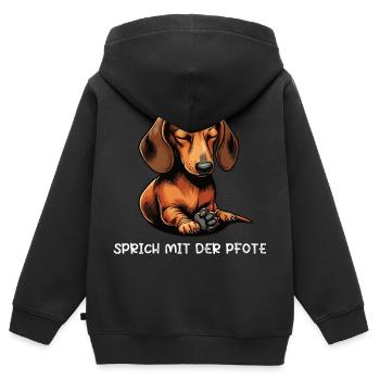 Parle au patron teckel teckel propriétaire teckel - Sweat Premium à capuche zippé enfant bio - noir - Dos - AI Model Kid Male (0cm)