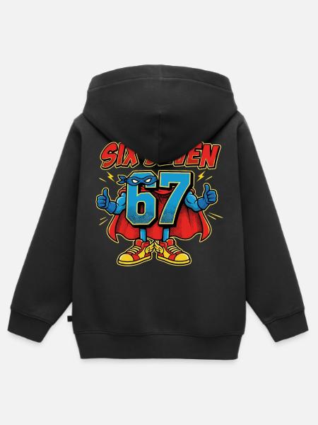 6-7 Meme 67 – Sechs Sieben Schulwitz - Premium børne zip-hættetrøje økologisk - sort