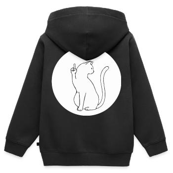 Katze Katzen Cat Kätzchen Mieze Mittelfinger - Kinder Premium Organic Zip Hoodie - Schwarz - Hinten - AI Model Kid Male (0cm)