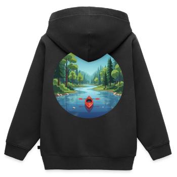 Kanu Kajak Ruderboot Canadier - Kinder Premium Organic Zip Hoodie - Schwarz - Hinten - AI Model Kid Male (0cm)