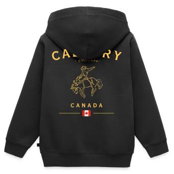 Calgary Rodeo Gold Alberta Canada - Sweat Premium à capuche zippé enfant bio - noir - Dos - AI Model Kid Male (0cm)