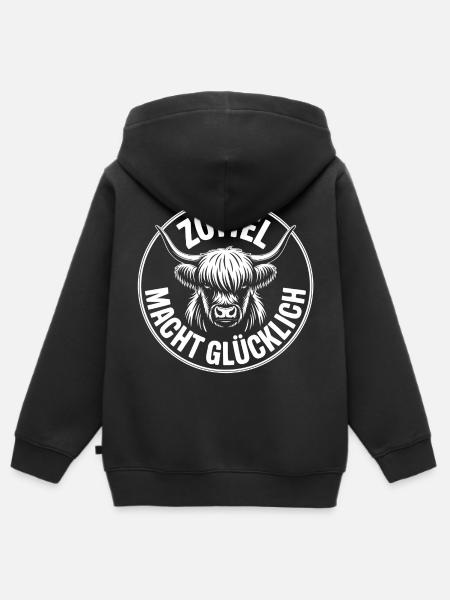 Zottel Macht Glücklich Highlands - Kinder Premium Organic Zip Hoodie - Schwarz