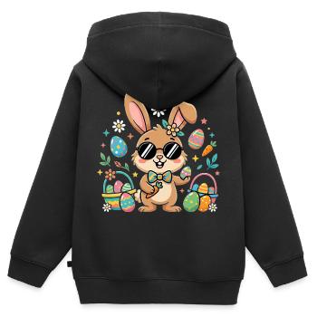 Frohe Ostern Cooler Hase - Kinder Premium Organic Zip Hoodie - Schwarz - Hinten - AI Model Kid Male (0cm)
