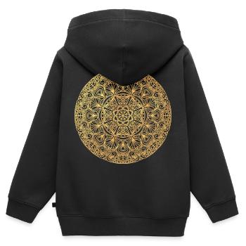 Jugendstil  Mandala - gold - Kinder Premium Organic Zip Hoodie - Schwarz - Hinten - AI Model Kid Male (0cm)