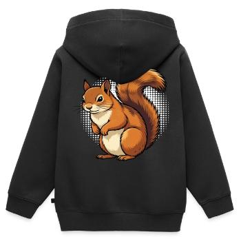 Écureuil Écureuil Écureuil Amoureux des rongeurs - Sweat Premium à capuche zippé enfant bio - noir - Dos - AI Model Kid Male (0cm)