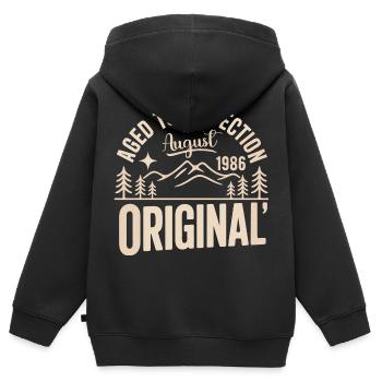 August 1986 – Legend of the Peaks and Mountains - Kids Premium Organic Zip-up Hoodie - black - Back - AI Model Kid Male (0cm)