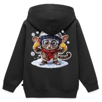 Suesses_Winter_Galago - Sweat Premium à capuche zippé enfant bio - noir - Dos - AI Model Kid Male (0cm)