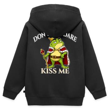 Wag es ja nicht, mich zu küssen, Froschkönig - Kinder Premium Organic Zip Hoodie - Schwarz - Hinten - AI Model Kid Male (0cm)