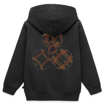 Pétanque Trois Boules Et Cochonnet - Sweat Premium à capuche zippé enfant bio - noir - Dos - AI Model Kid Male (0cm)