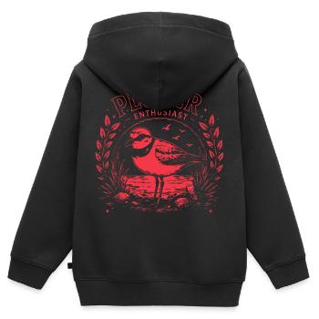 Illustrations d’oiseaux pluviers passionnés de pluvier - Sweat Premium à capuche zippé enfant bio - noir - Dos - AI Model Kid Male (0cm)