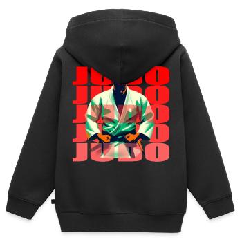 Judo - Kinder Premium Organic Zip Hoodie - Schwarz - Hinten - AI Model Kid Male (0cm)