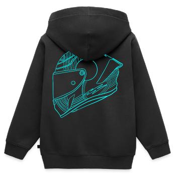 Helm - Kinder Premium Organic Zip Hoodie - Schwarz - Hinten - AI Model Kid Male (0cm)