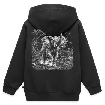 Wilder Elefant in afrikanischer Savanne - Kinder Premium Organic Zip Hoodie - Schwarz - Hinten - AI Model Kid Male (0cm)