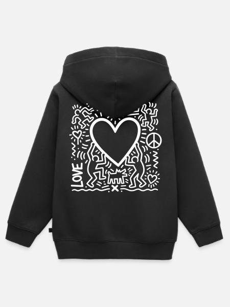 LOVE - Kinder Premium Organic Zip Hoodie - Schwarz