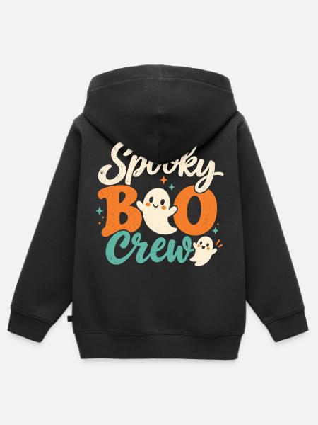 Spooky Boo Crew Retro Halloween-Geister - Kinder Premium Organic Zip Hoodie - Schwarz