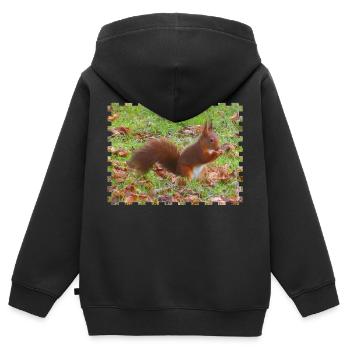 Ecureuil avec une noisette - Sweat Premium à capuche zippé enfant bio - noir - Dos - AI Model Kid Male (0cm)