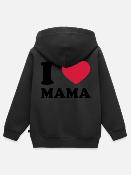 I Love Mama - Kinder Premium Organic Zip Hoodie - Schwarz