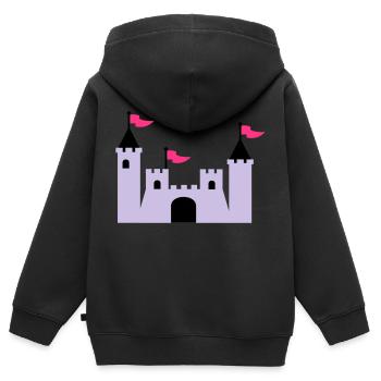 Château - Sweat Premium à capuche zippé enfant bio - noir - Dos - AI Model Kid Male (0cm)