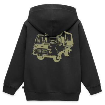 Robur Pritsche LO LD IFA - Kinder Premium Organic Zip Hoodie - Schwarz - Hinten - AI Model Kid Male (0cm)
