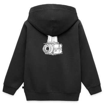 cam 2 - Kinder Premium Organic Zip Hoodie - Schwarz - Hinten - AI Model Kid Male (0cm)