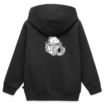 cam 3 - Kinder Premium Organic Zip Hoodie - Schwarz - Hinten - AI Model Kid Male (0cm)