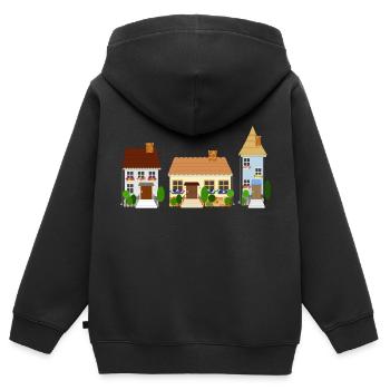 street of old town - Kids Premium Organic Zip-up Hoodie - black - Back - AI Model Kid Male (0cm)