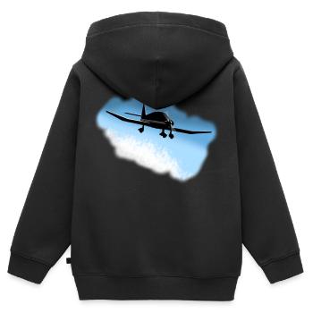 DR400 Himmel - Kinder Premium Organic Zip Hoodie - Schwarz - Hinten - AI Model Kid Male (0cm)