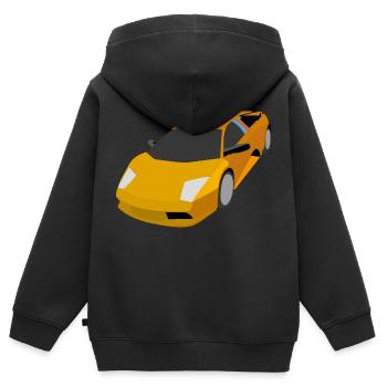 Rennauto - Kinder Premium Organic Zip Hoodie - Schwarz - Hinten - AI Model Kid Male (0cm)