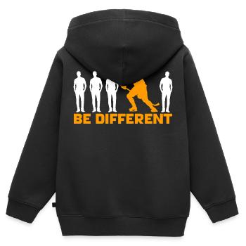 Hockey - Be different - Kinder Premium Organic Zip Hoodie - Schwarz - Hinten - AI Model Kid Male (0cm)