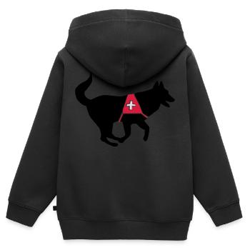 rettungshund_cb - Kinder Premium Organic Zip Hoodie - Schwarz - Hinten - AI Model Kid Male (0cm)