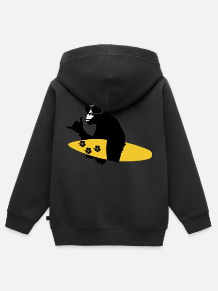 surfing monkey - Kinder Premium Organic Zip Hoodie - Schwarz