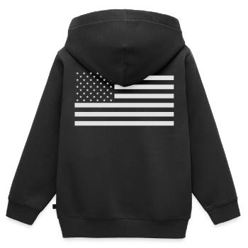 Stars and Stripes White - Kinder Premium Organic Zip Hoodie - Schwarz - Hinten - AI Model Kid Male (0cm)