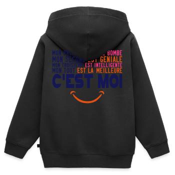 Geniale beste Zitat intelligente Bombe - Kinder Premium Organic Zip Hoodie - Schwarz - Hinten - AI Model Kid Male (0cm)