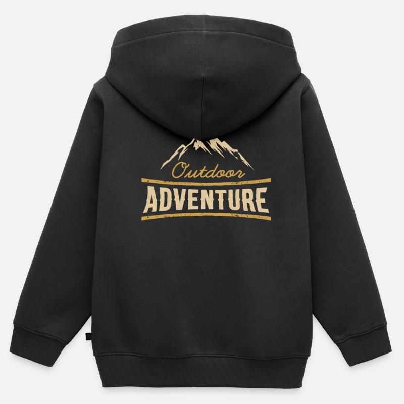 Aventure montagne alpine randonnées - Sweat Premium à capuche zippé enfant bio - noir