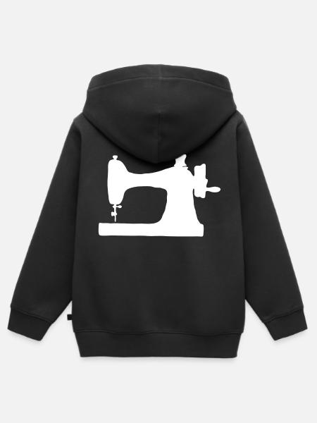 Nähmaschine - Kinder Premium Organic Zip Hoodie - Schwarz