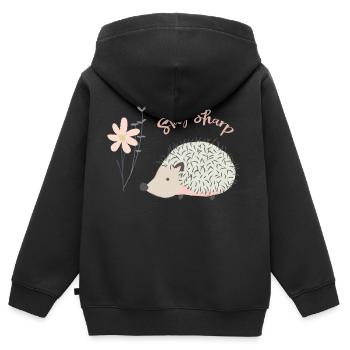 Igel | Igel - Kinder Premium Organic Zip Hoodie - Schwarz - Hinten - AI Model Kid Male (0cm)