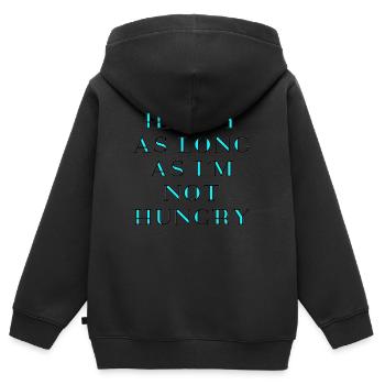Hungrig - Kinder Premium Organic Zip Hoodie - Schwarz - Hinten - AI Model Kid Male (0cm)