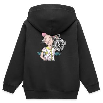 Temps d’été - Sweat Premium à capuche zippé enfant bio - noir - Dos - AI Model Kid Male (0cm)