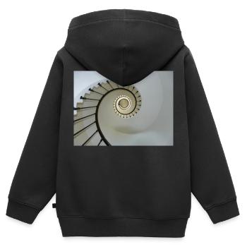 Escalier en spirale - Sweat Premium à capuche zippé enfant bio - noir - Dos - AI Model Kid Male (0cm)