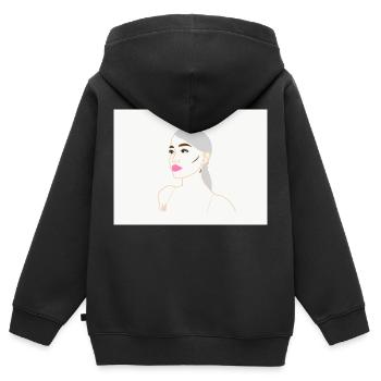 Ariana Grande Süßstoff - Kinder Premium Organic Zip Hoodie - Schwarz - Hinten - AI Model Kid Male (0cm)